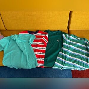 3 GAP + 1 Uniqlo Kids Cotton Shorts & Tees Set - Teal, Red, Green, Blue Stripe